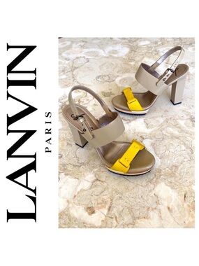 Lanvin Platform Heeled Leather Sandals Made in Italy